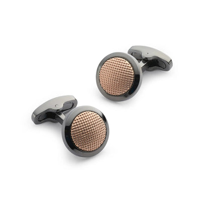 Clous Cufflinks In Rose Gold by Benson & Clegg