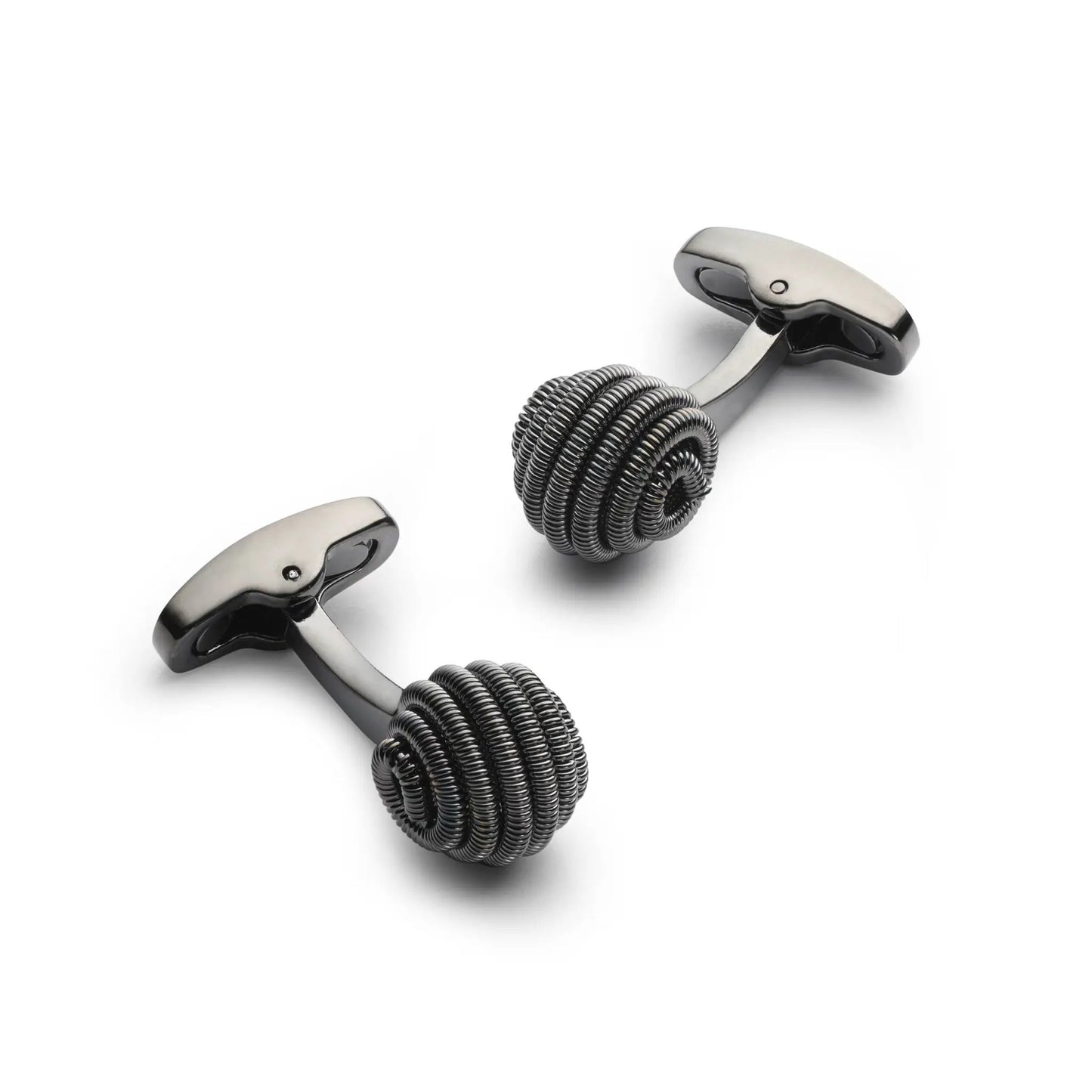 Spiral Cufflinks In Gunmetal by Benson & Clegg