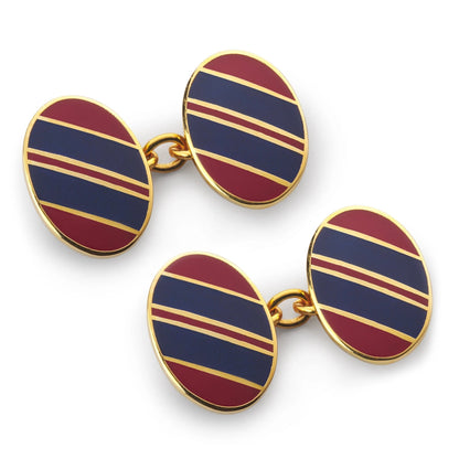 Wide Stripe Chain Cufflinks In Blue And Red by Benson & Clegg
