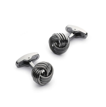 Gunmetal Knot Cufflinks - Bold Minimalist Design for Modern Formal Wear and Timeless Masculine Style by Benson & Clegg