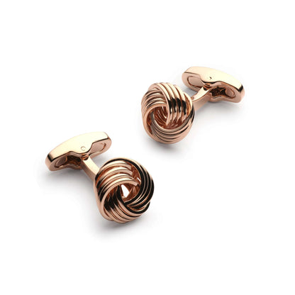 Rose Gold Knot Cufflinks - Luxurious Soft Rose Gold Finish For Timeless Formal Attire And Distinction by Benson & Clegg