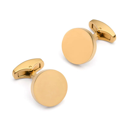 Gold Round Cufflinks - Polished Finish For Elegant Formal Attire, 16mm Size, Classic Yet Modern Accessory by Benson & Clegg