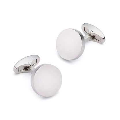 Round Silver Cufflinks With Polished Finish 16mm - Classic Modern Formal Accessory For Men by Benson & Clegg