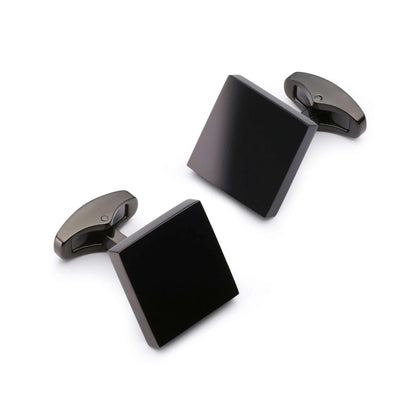 Black Square Cufflinks With Polished Finish 16mm Size Formal Menswear Accessory Classic - Bold Statement For Formal Wear by Benson & Clegg