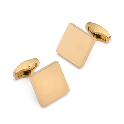 Gold Square Cufflinks - Polished Finish For Formal Wear With Refined Contemporary 16mm Size by Benson & Clegg