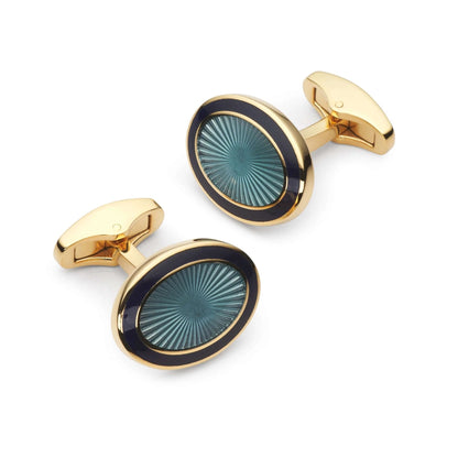 Timeless Sunburst Enamel Cufflinks In Sapphire Blue - Radiant Sunburst Pattern And Exquisite Craftsmanship by Benson & Clegg