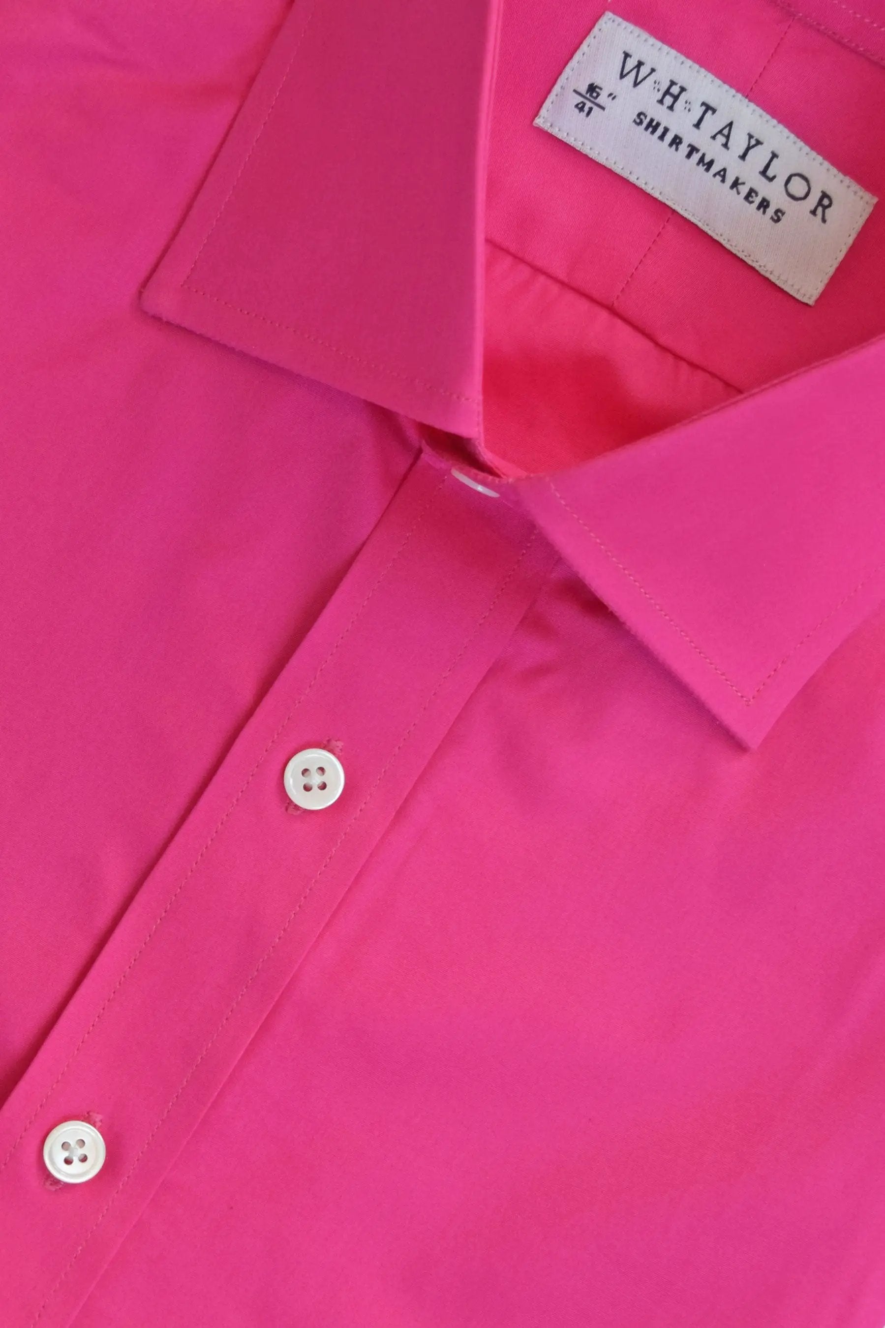 WH Taylor Shirtmakers Plain Cerise Poplin Men's Bespoke Shirt by whtshirtmakers.com