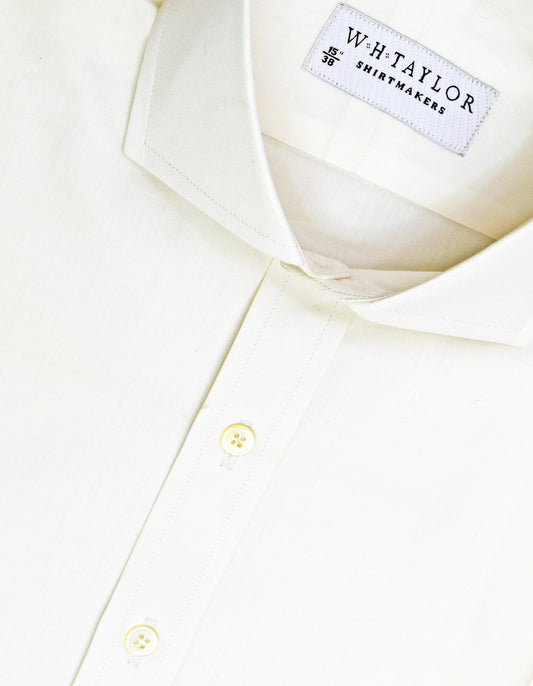 WH Taylor Shirtmakers Plain Cream Poplin Men's Bespoke Shirt by whtshirtmakers.com