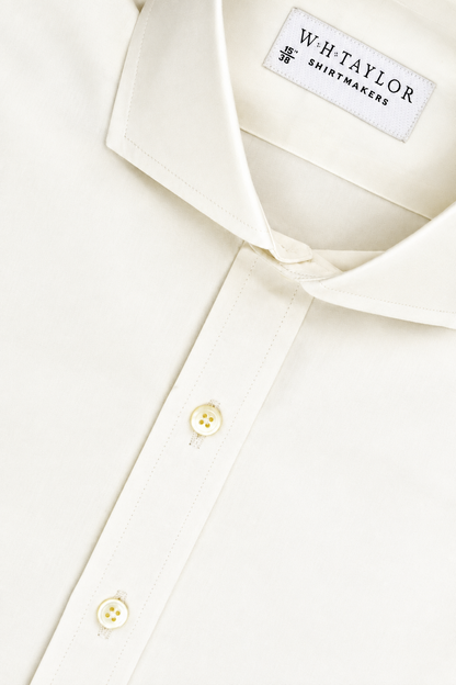 WH Taylor Shirtmakers Plain Cream Poplin Men's Bespoke Shirt by whtshirtmakers.com