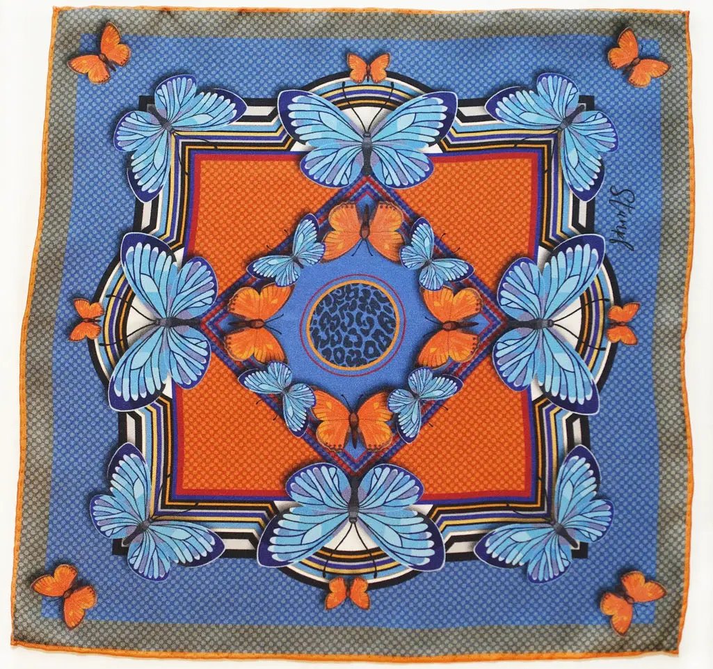 Butterfly Blaze Pocket Square by Benson & Clegg