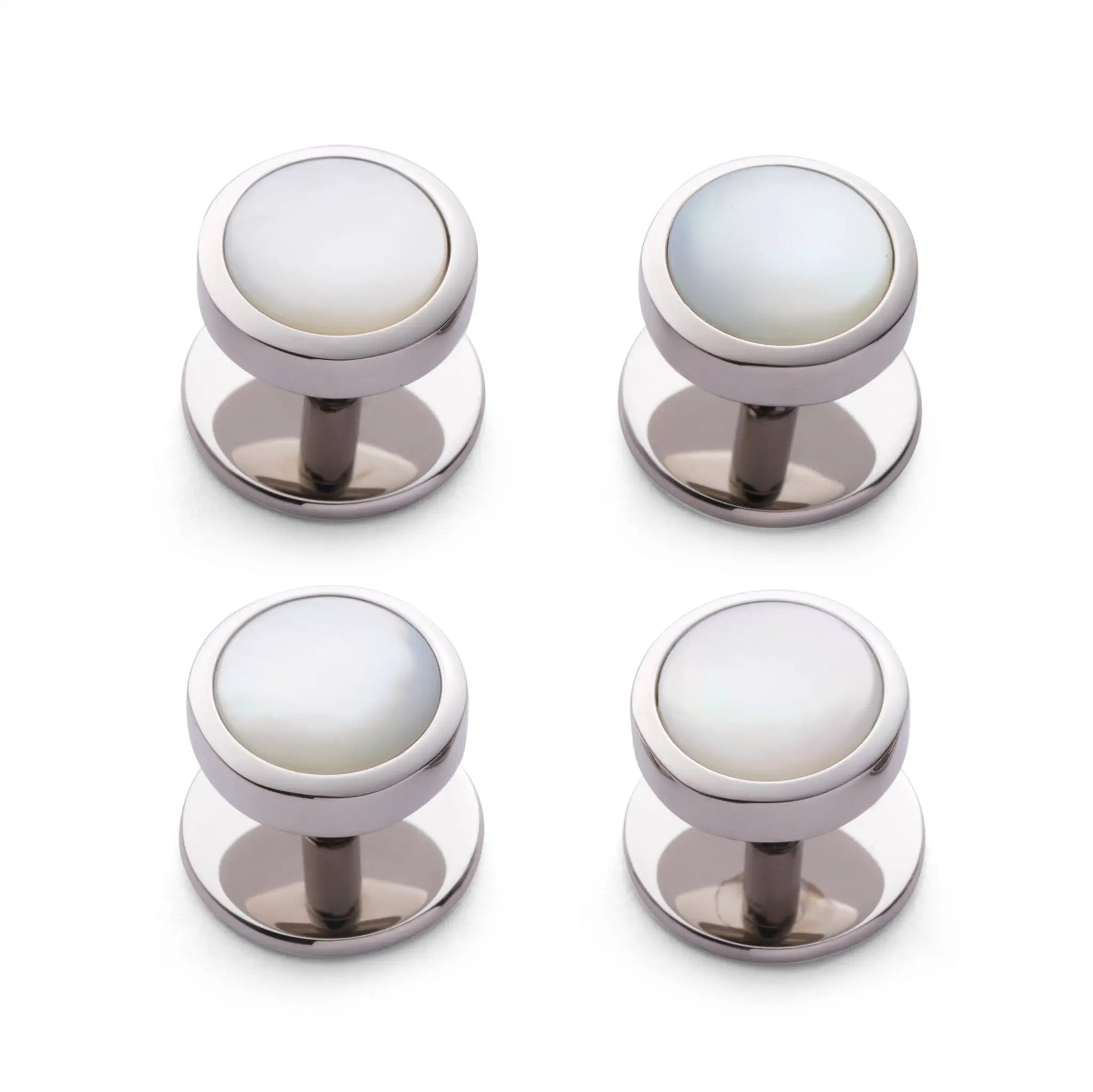 Mother Of Pearl Dress Studs In Silver by Benson & Clegg