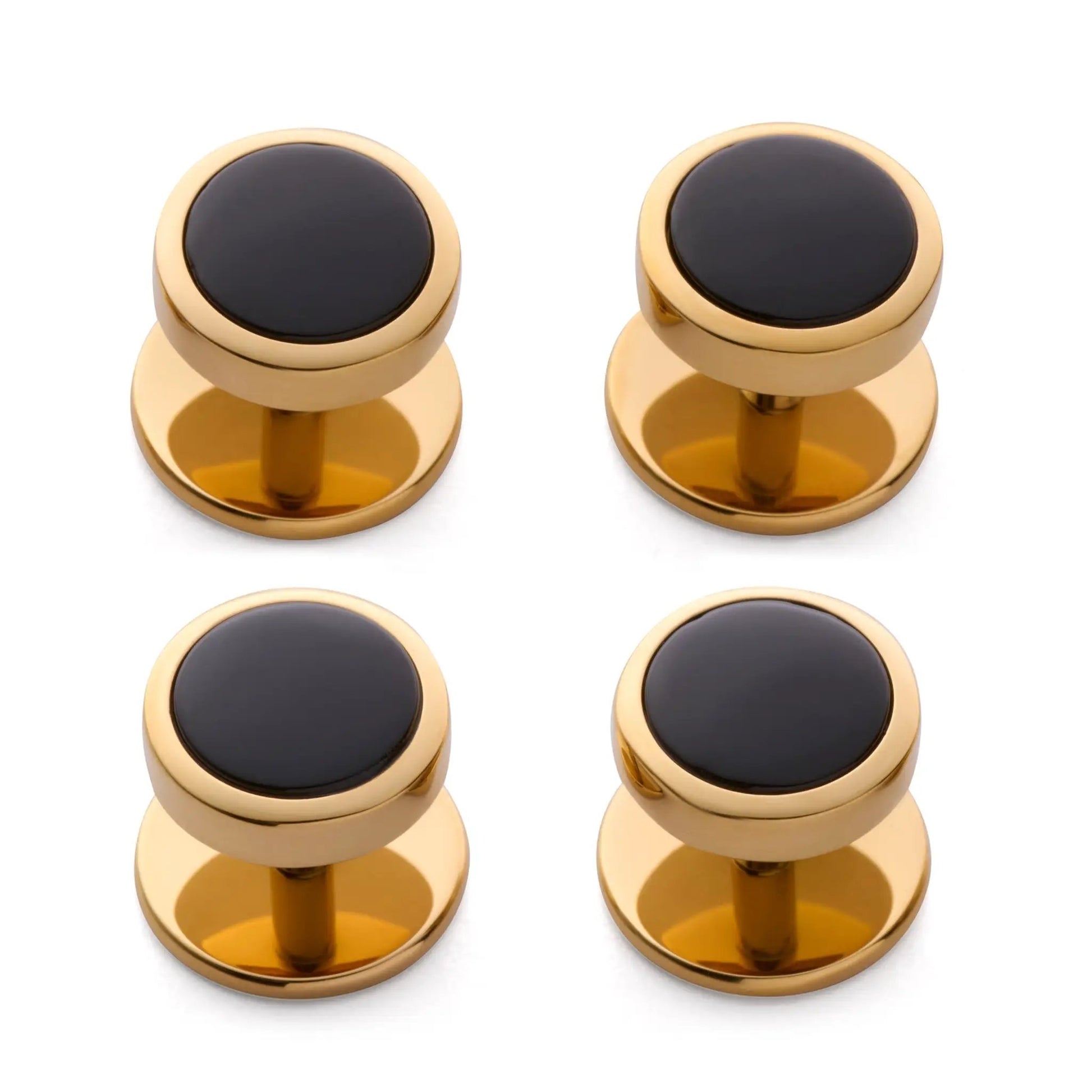 Onyx Dress Studs In Gold by Benson & Clegg