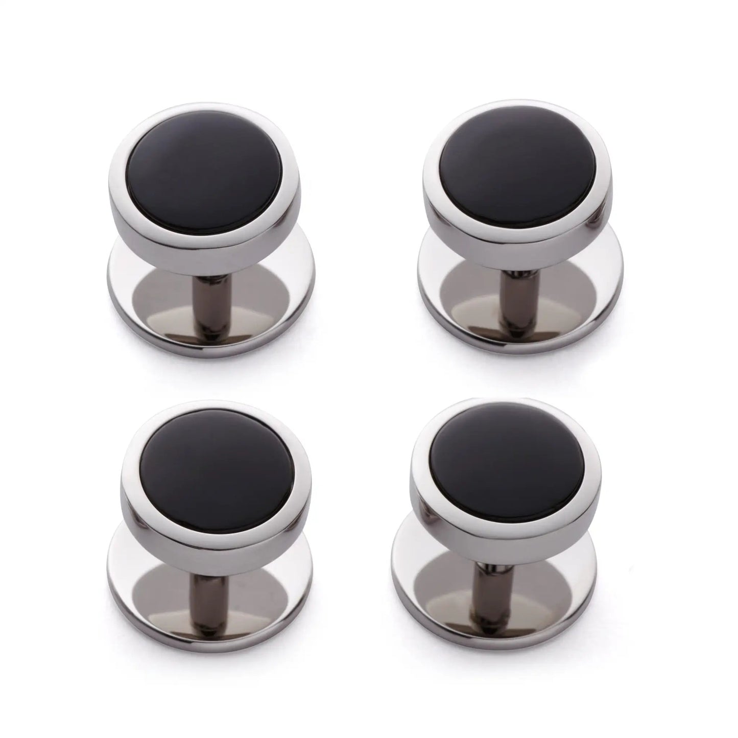 Onyx Dress Studs In Silver by Benson & Clegg
