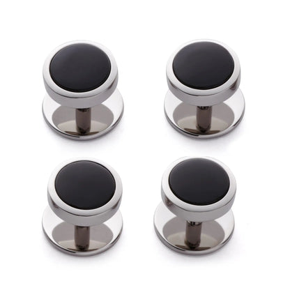 Onyx Dress Studs In Silver by Benson & Clegg