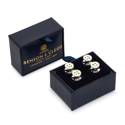 Woven Sterling Silver Dress Studs by Benson & Clegg