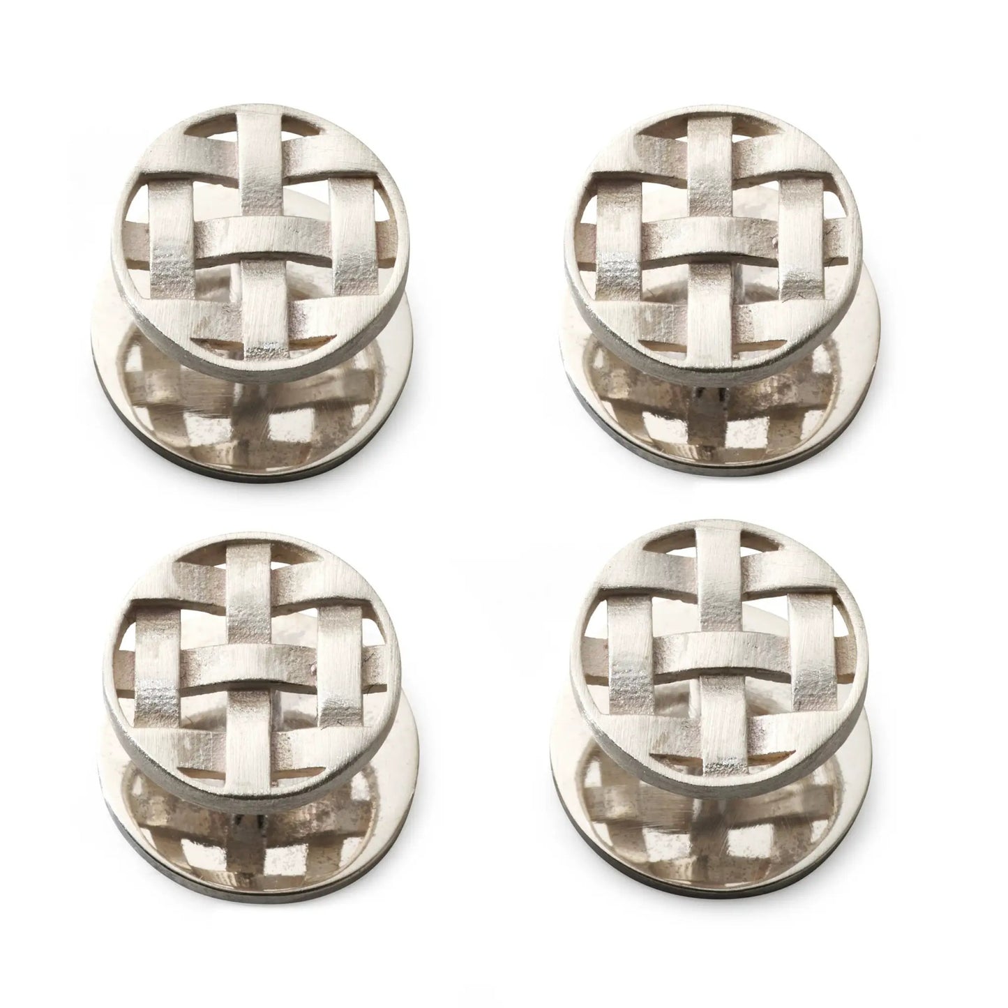Woven Sterling Silver Dress Studs by Benson & Clegg