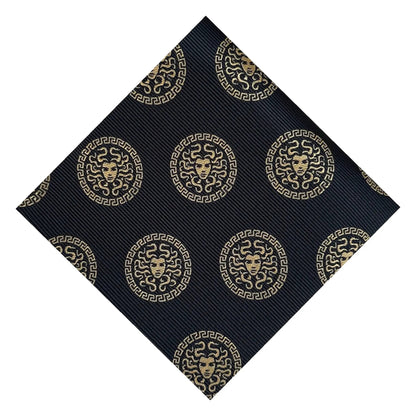 Medusa Pocket Square Black & Gold by OFL Ties