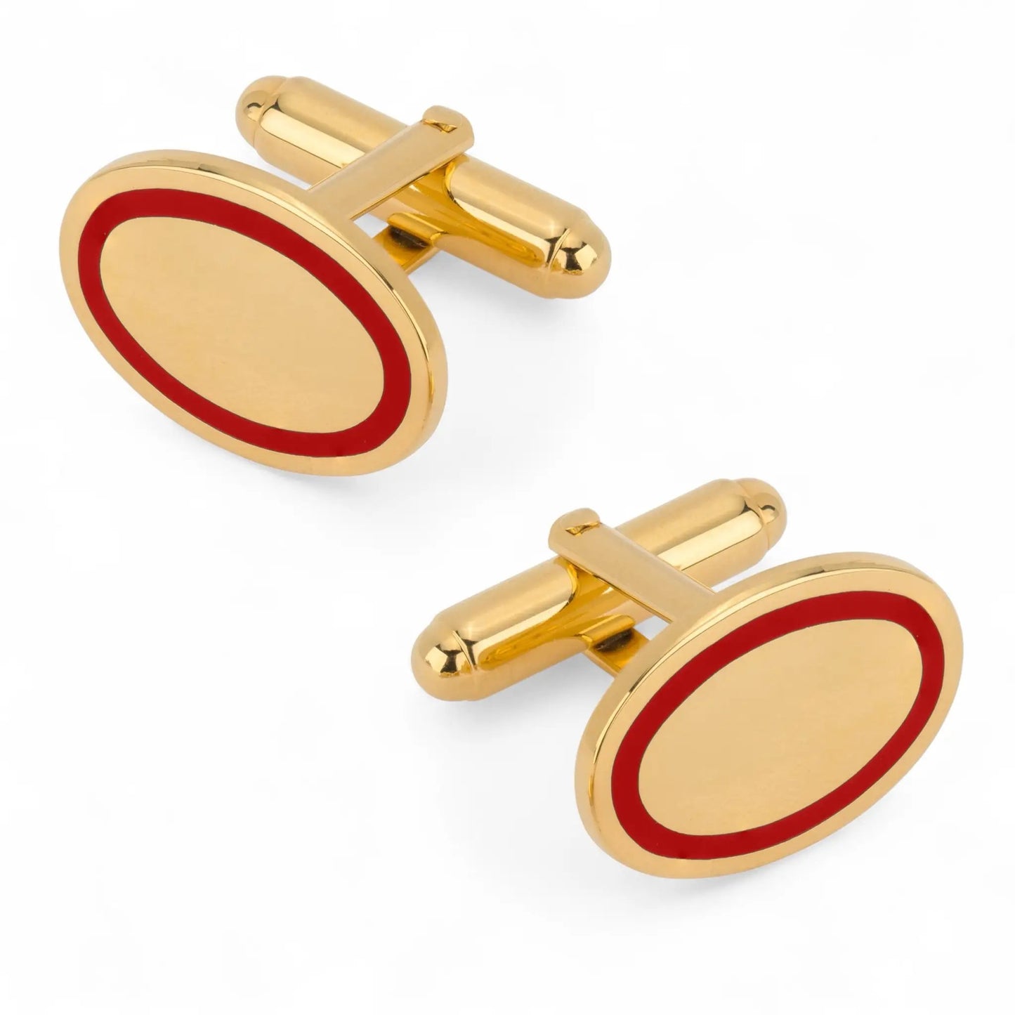 Gold Cufflinks With Red Enamel by Benson & Clegg
