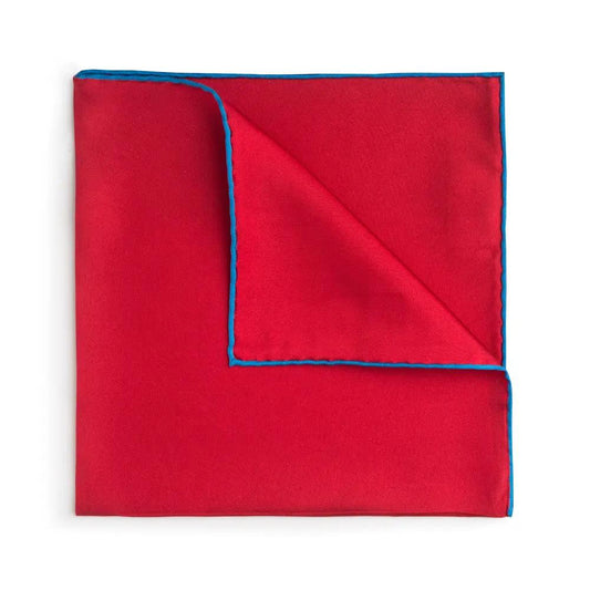 Red With Blue Shoe String Silk Pocket Square by Benson & Clegg