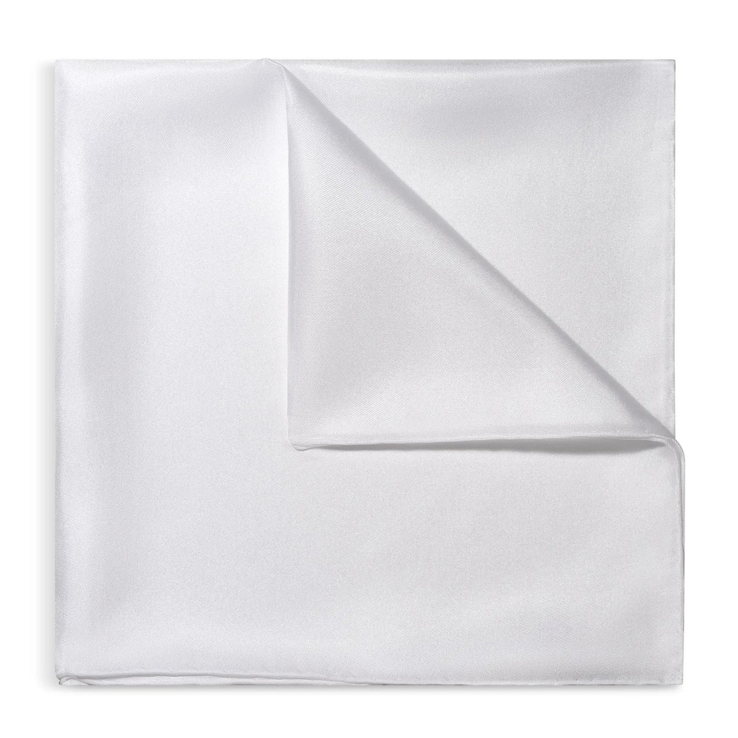 Plain White Silk Pocket Square by Benson & Clegg