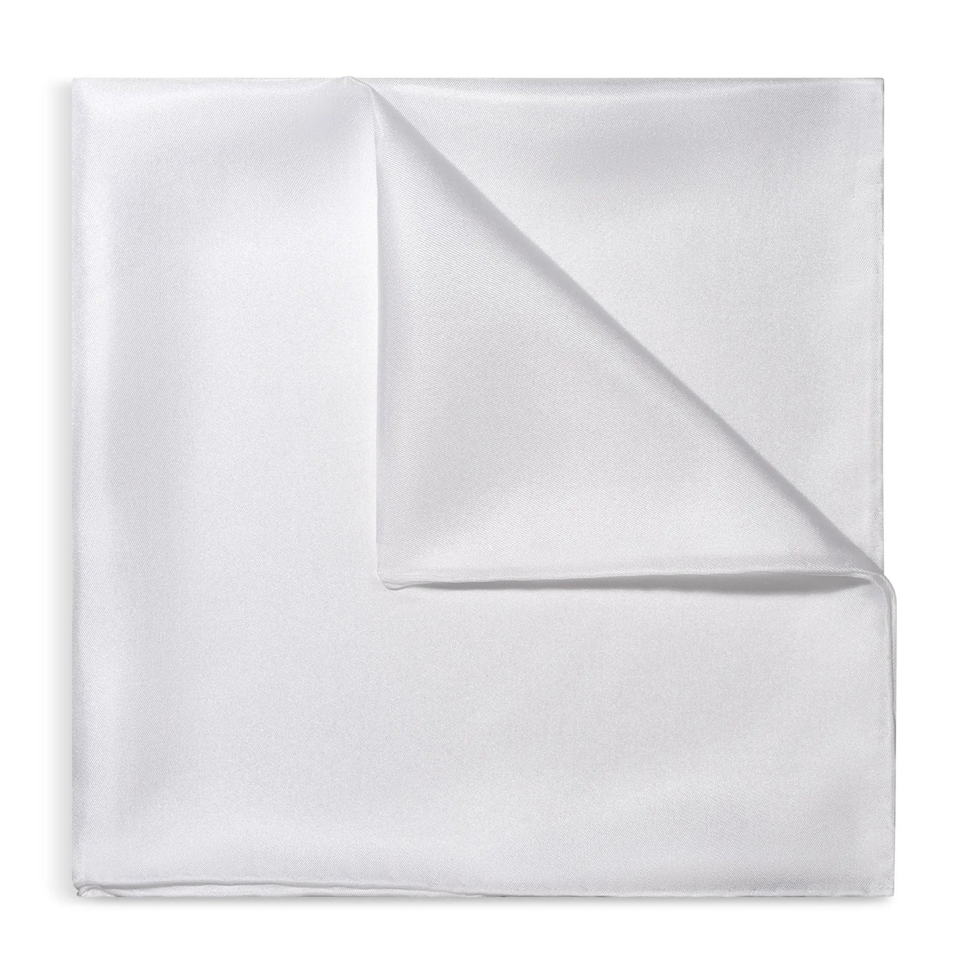 Plain White Silk Pocket Square by Benson & Clegg
