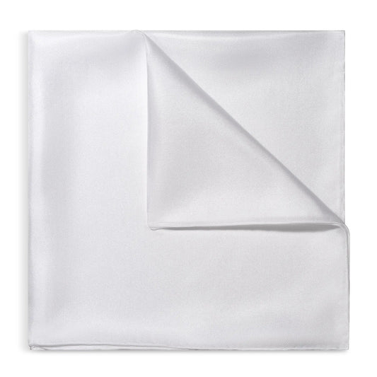 Plain White Silk Pocket Square