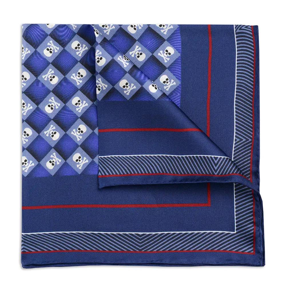 Skull & Crossbones Navy Sea Pocket Square by Benson & Clegg