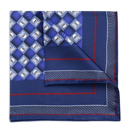 Skull & Crossbones Navy Sea Pocket Square by Benson & Clegg