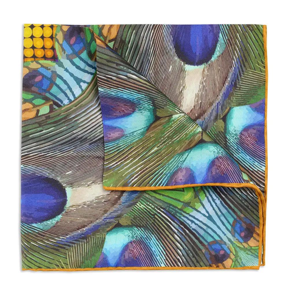 Peacocking Pocket Square by Benson & Clegg