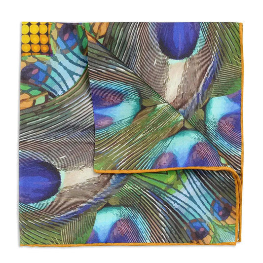 Peacocking Pocket Square by Benson & Clegg