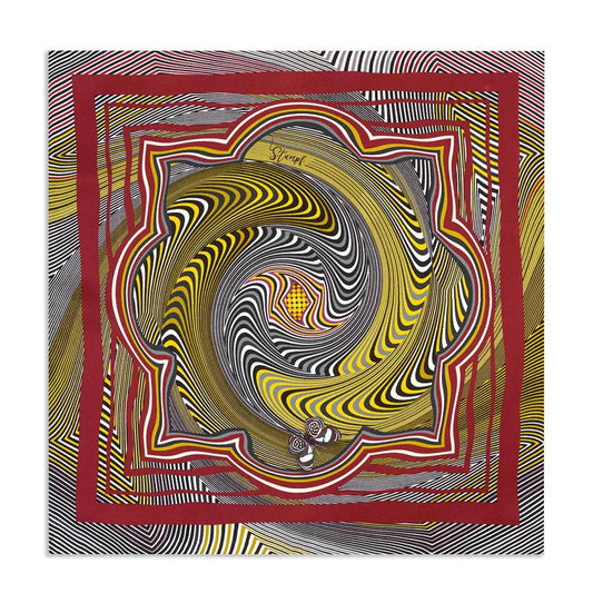 Zig Zag Ochre Pocket Square by Benson & Clegg