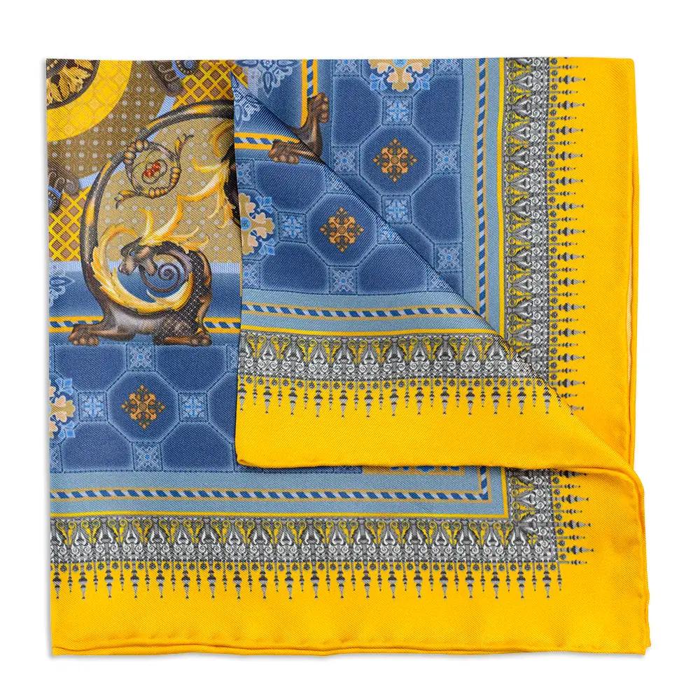 Burlington House Gates Gold Pocket Square by Benson & Clegg