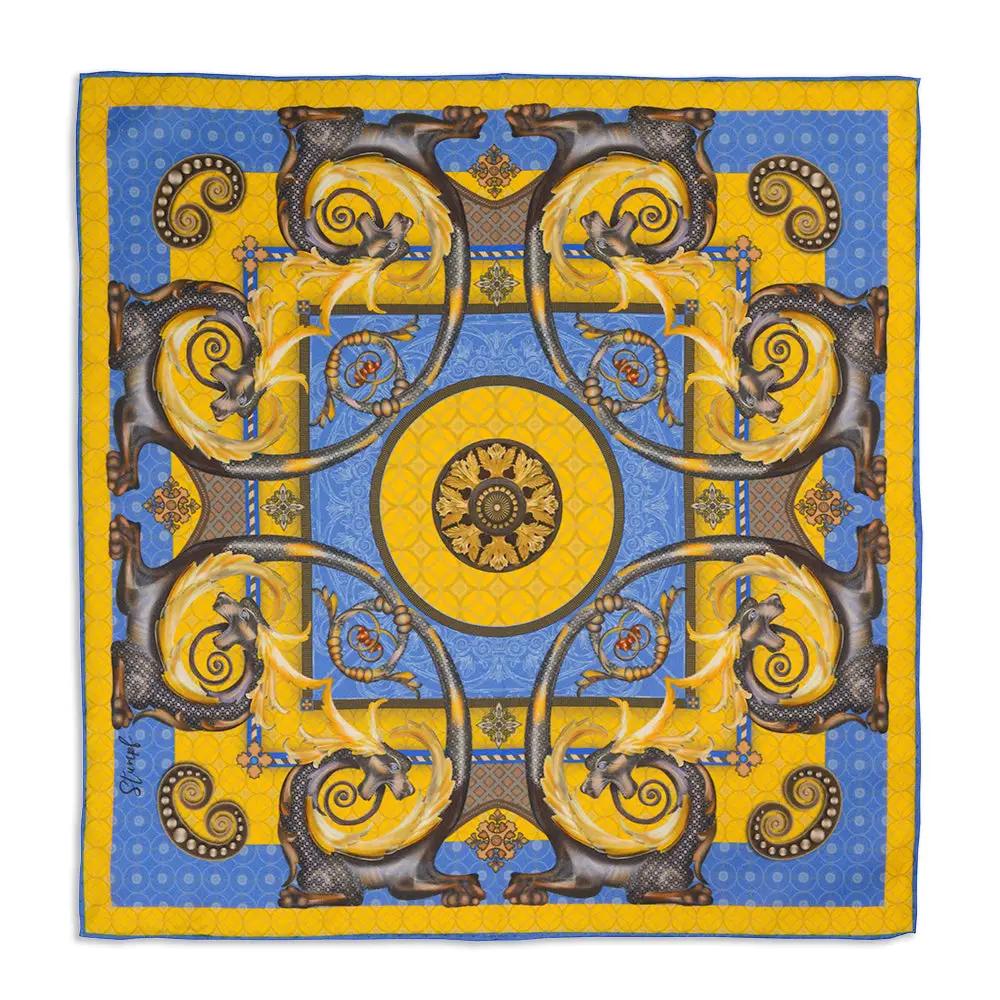 Burlington House Academy Gate Gold Pocket Square by Benson & Clegg