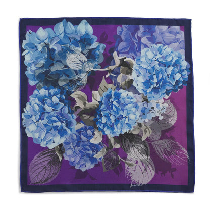 Hydrangea Ultra Violet Pocket Square by Benson & Clegg