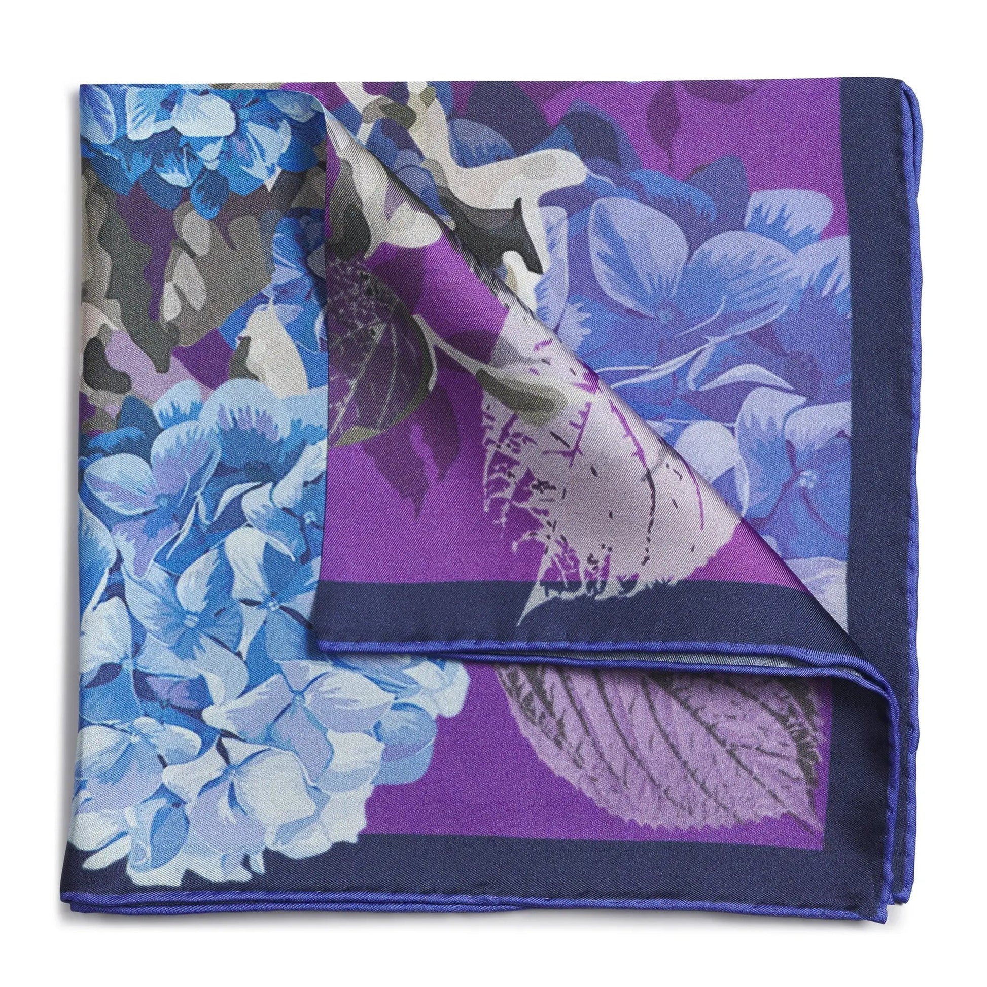 Hydrangea Ultra Violet Pocket Square by Benson & Clegg