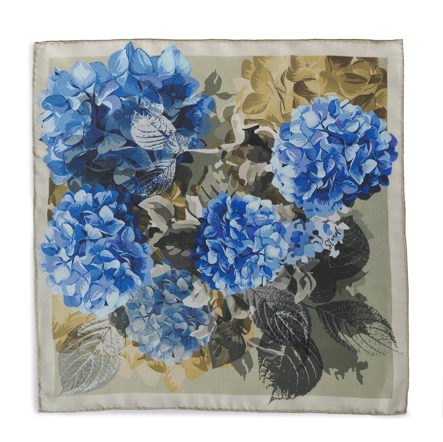 Hydrangea Stone Pocket Square by Benson & Clegg