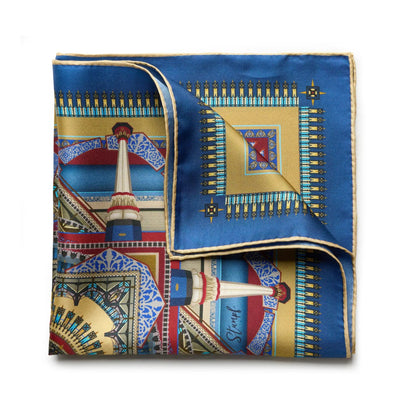 Liverpool Street Station in Gold Pocket Square by Benson & Clegg
