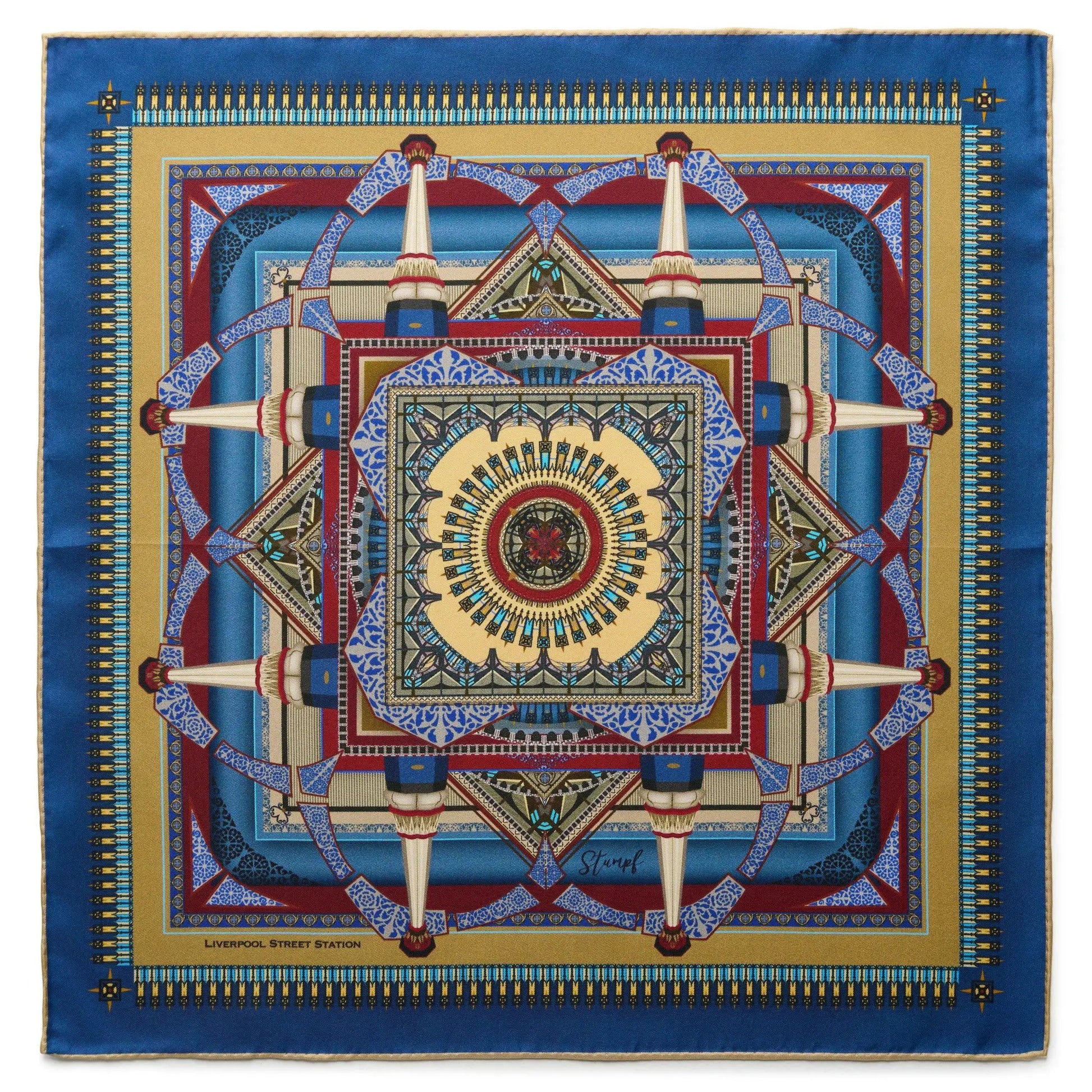 Liverpool Street Station in Gold Pocket Square by Benson & Clegg