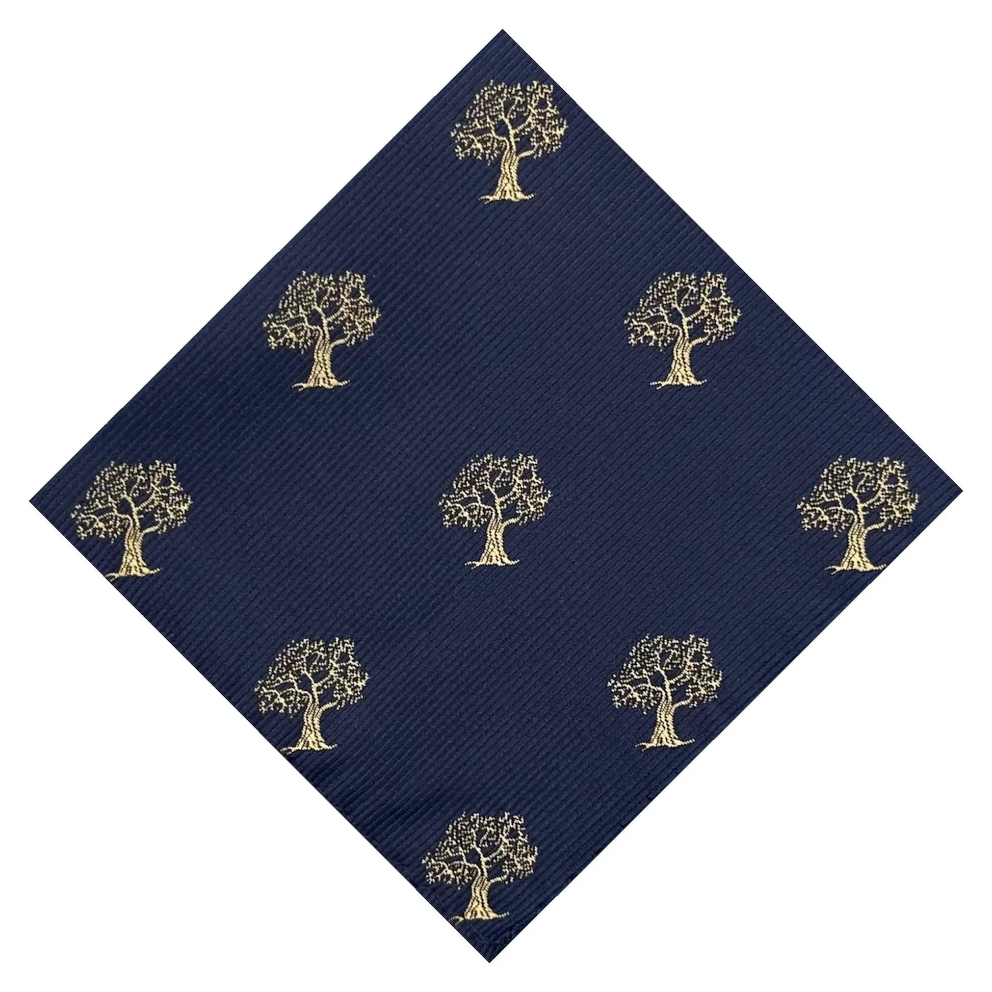 Tree Pocket Square Navy Blue & Gold by OFL Ties
