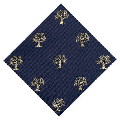 Tree Pocket Square Navy Blue & Gold by OFL Ties