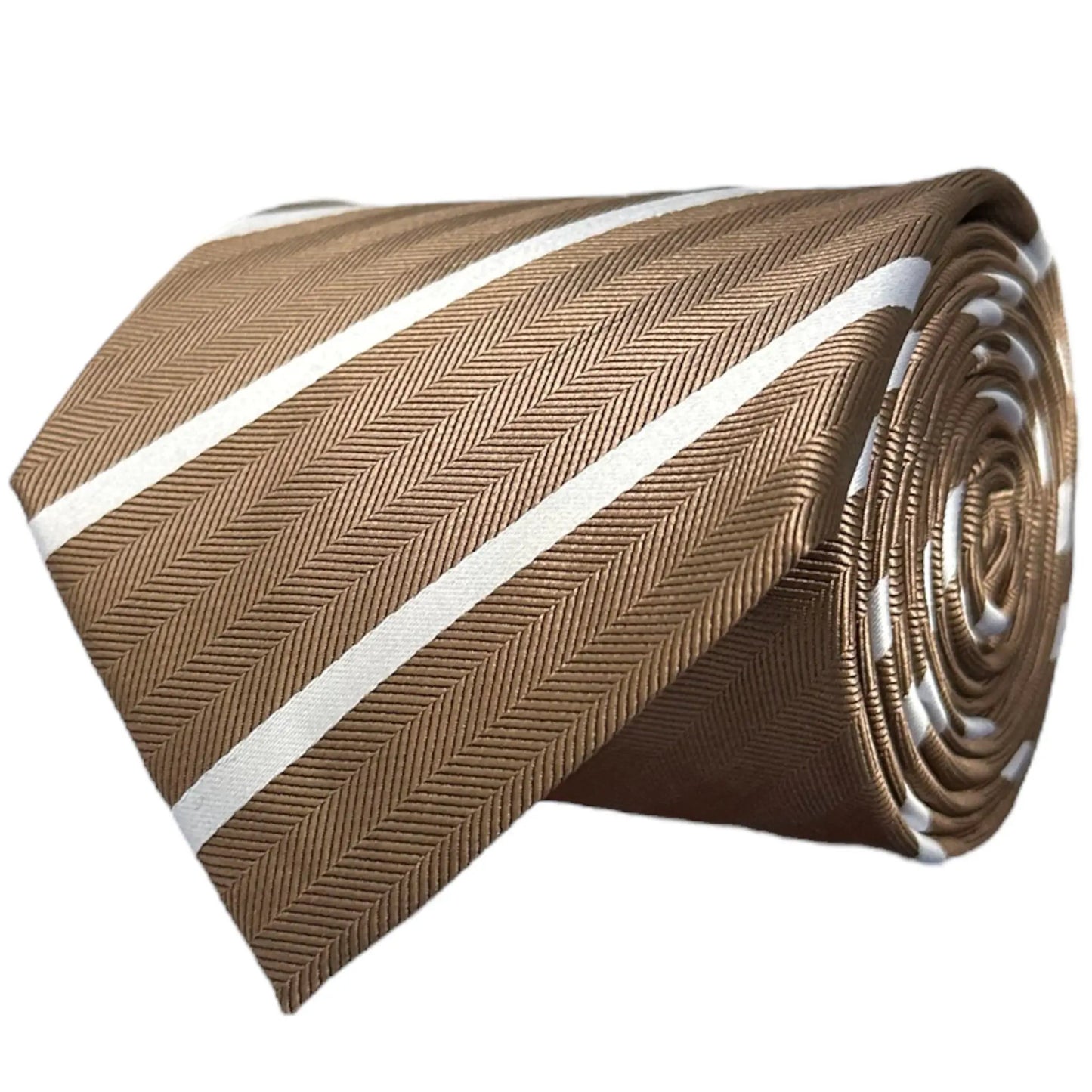 Mocha & White Stripe Tie - Hawksmoor Edit by OFL Ties