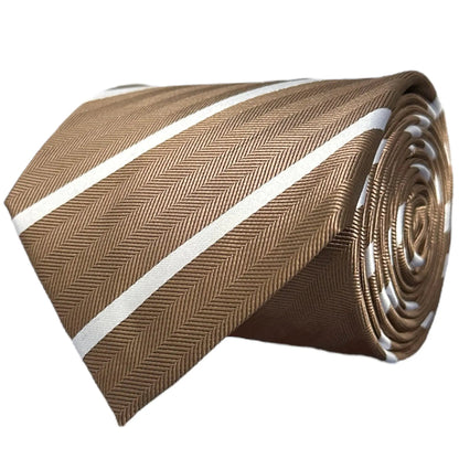 Mocha & White Stripe Tie - Hawksmoor Edit by OFL Ties