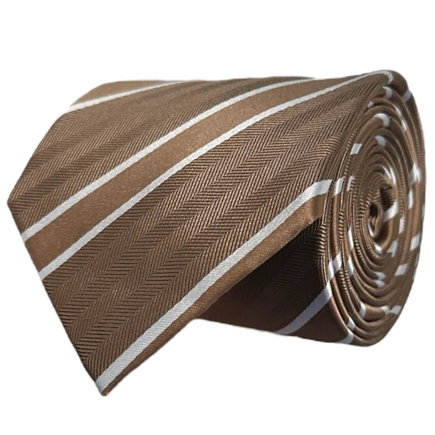 Mocha & White Stripe Tie - Charleston Edit by OFL Ties