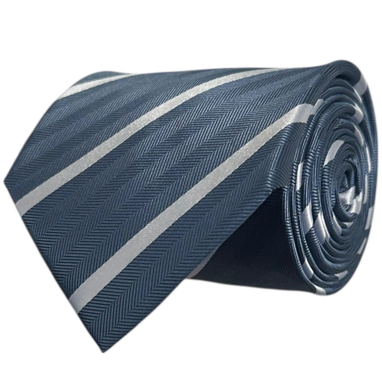 Steel Blue & White Stripe Tie - Hawksmoor Edit by OFL Ties