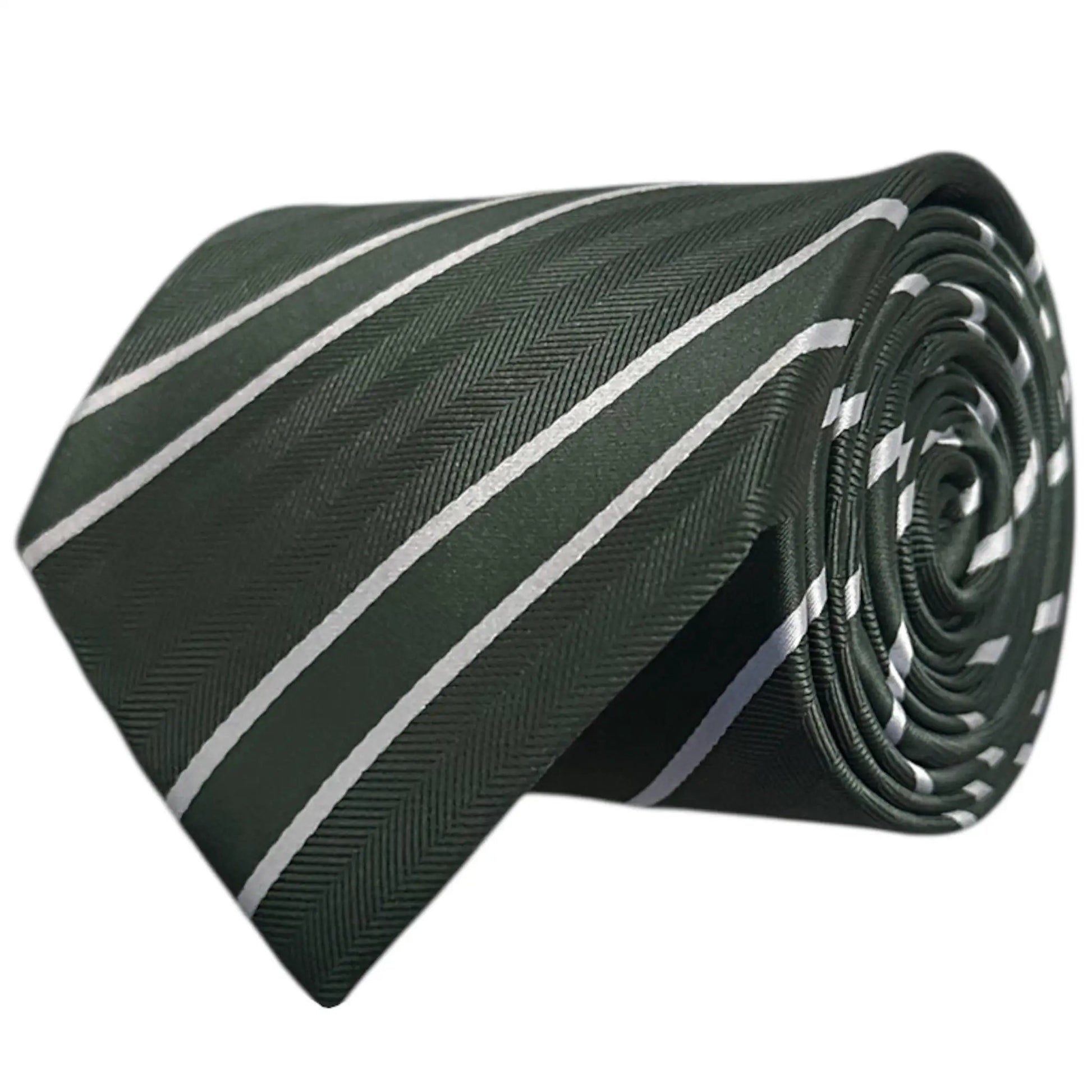 Forest Green & White Stripe Tie - Charleston Edit by OFL Ties
