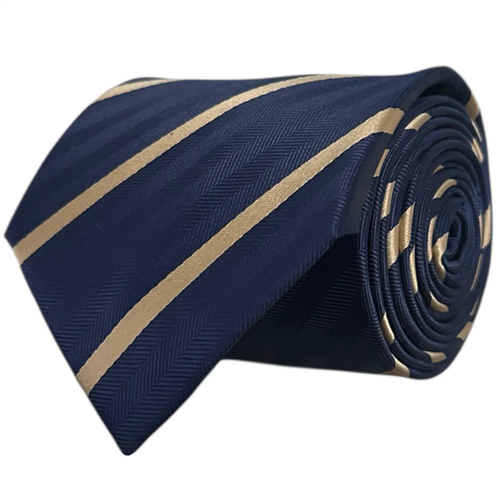 Navy Blue & Caramel Stripe Tie - Hawksmoor Edit by OFL Ties