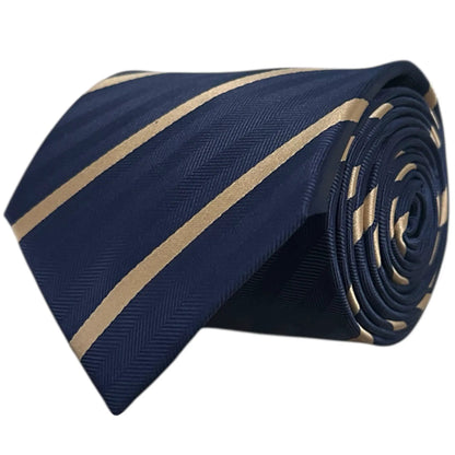 Navy Blue & Caramel Stripe Tie - Hawksmoor Edit by OFL Ties