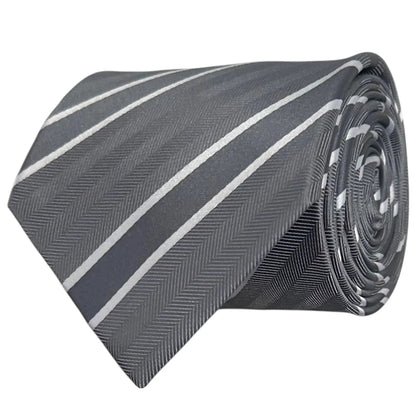 Glacier Grey & White Stripe Tie - Charleston Edit by OFL Ties
