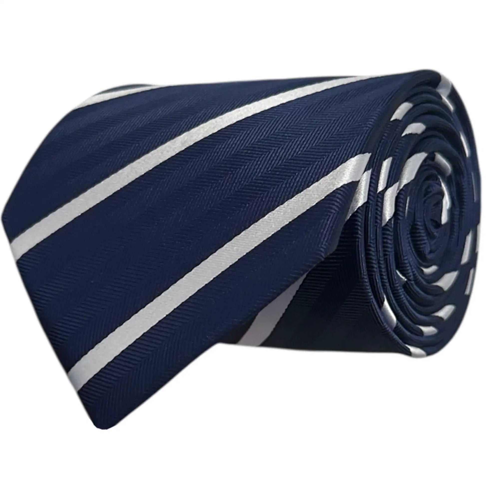 Navy Blue & White Stripe Tie - Hawksmoor Edit by OFL Ties