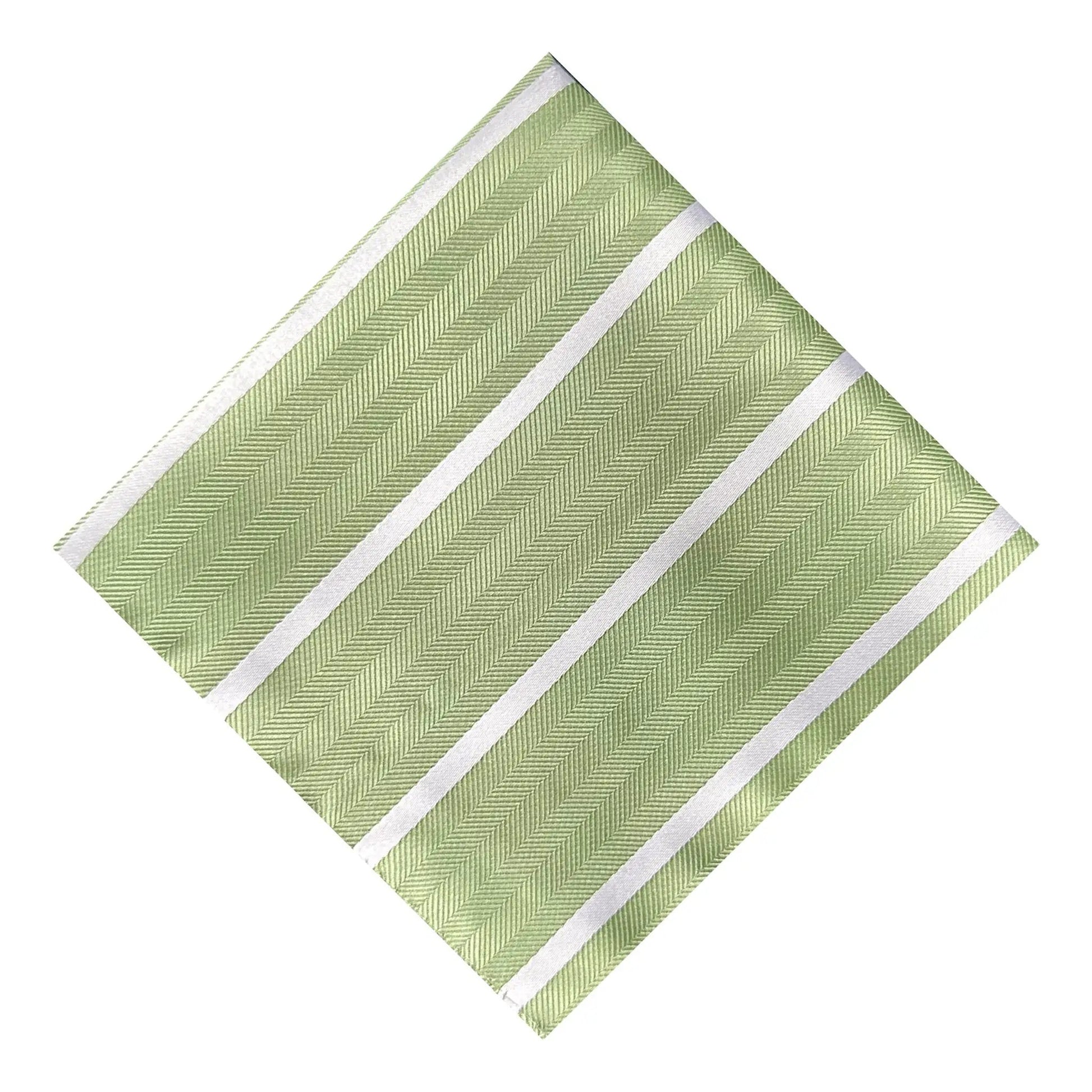 Matcha & White Stripe Pocket Square - Hawksmoor Edit by OFL Ties
